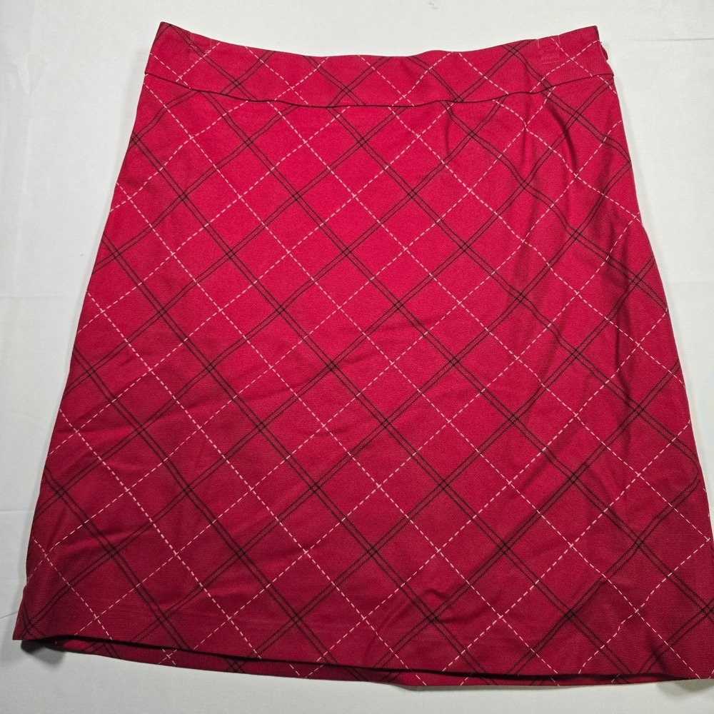 LOFT Red Plaid A-Line Mini Skirt Preppy Career Women's Size 4‎